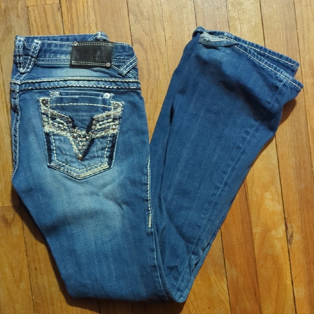Vigoss Blue Boot Cut Jeans with Embellished Pockets